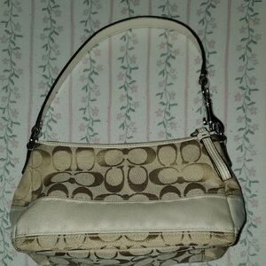 Coach Tan and Cream Shoulder Bag